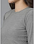 KOTTY WOMEN SOLID ROUND NECK COTTON BLEND DARK GREY T-SHIRT