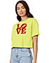 KOTTY WOMEN PRINTED ROUND NECK COTTON BLEND YELLOW T-SHIRT