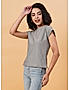 KOTTY WOMEN SOLID ROUND NECK COTTON BLEND GREY T-SHIRT