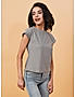 KOTTY WOMEN SOLID ROUND NECK COTTON BLEND GREY T-SHIRT