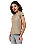 KOTTY WOMEN SOLID ROUND NECK COTTON BLEND BEIGE T-SHIRT