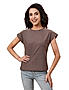 KOTTY WOMEN SOLID ROUND NECK COTTON BLEND BROWN T-SHIRT