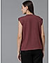 KOTTY WOMEN SOLID ROUND NECK COTTON BLEND MAROON T-SHIRT