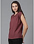 KOTTY WOMEN SOLID ROUND NECK COTTON BLEND MAROON T-SHIRT