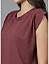 KOTTY WOMEN SOLID ROUND NECK COTTON BLEND MAROON T-SHIRT