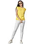 KOTTY WOMEN SOLID ROUND NECK COTTON BLEND YELLOW T-SHIRT