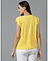 KOTTY WOMEN SOLID ROUND NECK COTTON BLEND YELLOW T-SHIRT