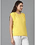 KOTTY WOMEN SOLID ROUND NECK COTTON BLEND YELLOW T-SHIRT