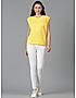 KOTTY WOMEN SOLID ROUND NECK COTTON BLEND YELLOW T-SHIRT