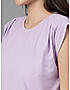 KOTTY WOMEN SOLID ROUND NECK COTTON BLEND PURPLE T-SHIRT