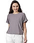 KOTTY WOMEN SOLID ROUND NECK COTTON BLEND BROWN T-SHIRT