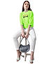 KOTTY WOMEN PRINTED ROUND NECK COTTON BLEND LIGHT GREEN T-SHIRT