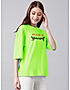 KOTTY WOMEN PRINTED ROUND NECK COTTON BLEND LIGHT GREEN T-SHIRT