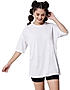 KOTTY WOMEN SOLID ROUND NECK COTTON BLEND WHITE T-SHIRT