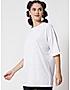 KOTTY WOMEN SOLID ROUND NECK COTTON BLEND WHITE T-SHIRT