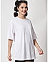 KOTTY WOMEN SOLID ROUND NECK COTTON BLEND WHITE T-SHIRT