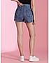 KOTTY Womens Slim Fit High-Rise Denim Shorts