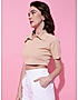 KOTTY Womens Beige Shirt Collar Crop Top