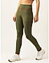 KOTTY Womens Solid Sportwear Tights Olive Green