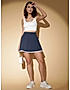 KOTTY WOMENS NAVY BLUE FLARED MINI SKIRTS