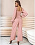 KOTTY WOMENS SOLID SQUARE NECK PINK TWO PIECE CO-ORD SET