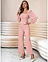 KOTTY WOMENS SOLID SQUARE NECK PINK TWO PIECE CO-ORD SET