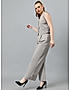 KOTTY WOMENS SOLID V-NECK GREY TWO PIECE CO-ORD SET