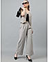 KOTTY WOMENS SOLID V-NECK GREY TWO PIECE CO-ORD SET