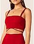 KOTTY WOMENS SOLID SQUARE NECK RED TWO PIECE CO-ORD SET