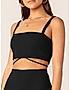 KOTTY WOMENS SOLID SQUARE NECK BLACK TWO PIECE CO-ORD SET