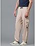 KOTTY MEN'S SOLID MID RISE STYLISH WITH MULTIPLE POCKETS COMFORTABLE AND STRECHABLE CARGO PANTS