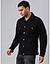 KOTTY MEN CASUAL REGULAR FIT DENIM BLACK JACKET