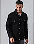 KOTTY MEN CASUAL REGULAR FIT DENIM BLACK JACKET