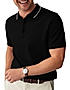 KOTTY MEN REGULAR FIT SOLID POLO NECK BLACK T-SHIRTS