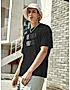 KOTTY MEN OVERSIZED PRINTED ROUND NECK BLACK T-SHIRTS