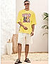 KOTTY MEN REGULAR FIT PRINTED ROUND NECK YELLOW T-SHIRTS