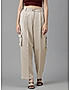 KOTTY WOMENS VISCOSE RAYON BEIGE STRAIGHT FIT CARGO PANT