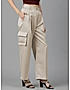 KOTTY WOMENS VISCOSE RAYON BEIGE STRAIGHT FIT CARGO PANT