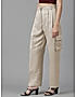 KOTTY WOMENS VISCOSE RAYON BEIGE STRAIGHT FIT CARGO PANT