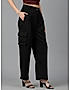 KOTTY WOMENS VISCOSE RAYON BLACK STRAIGHT FIT CARGO PANT