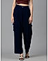 KOTTY WOMENS VISCOSE RAYON NAVY BLUE STRAIGHT FIT CASUAL PANT