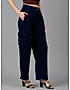 KOTTY WOMENS VISCOSE RAYON NAVY BLUE STRAIGHT FIT CASUAL PANT