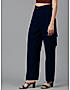 KOTTY WOMENS VISCOSE RAYON NAVY BLUE STRAIGHT FIT CASUAL PANT