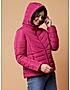 KOTTY Pink Solid Nylon Women Winter Padded Jacket