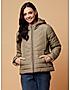 KOTTY Grey Solid Nylon Women Winter Padded Jacket