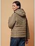 KOTTY Grey Solid Nylon Women Winter Padded Jacket