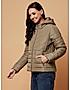 KOTTY Grey Solid Nylon Women Winter Padded Jacket