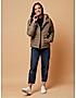 KOTTY Grey Solid Nylon Women Winter Padded Jacket