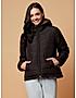 KOTTY Black Solid Nylon Women Winter Padded Jacket