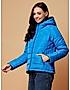 KOTTY Blue Solid Nylon Women Winter Padded Jacket